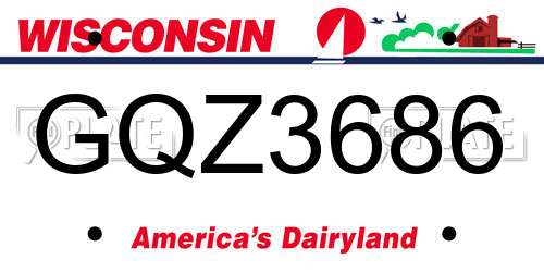 GQZ3686 Wisconsin License Plate