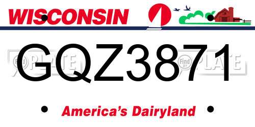 GQZ3871 Wisconsin License Plate