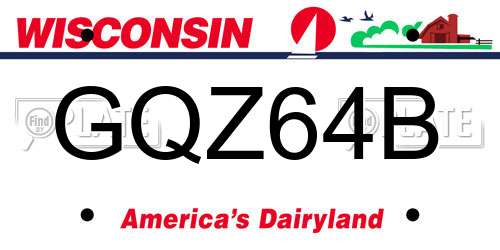 GQZ64B Wisconsin License Plate