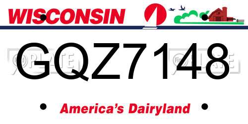 GQZ7148 Wisconsin License Plate