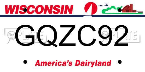 GQZC92 Wisconsin License Plate
