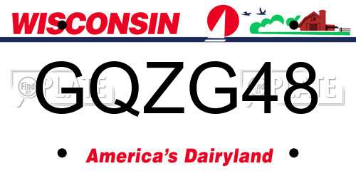 GQZG48 Wisconsin License Plate