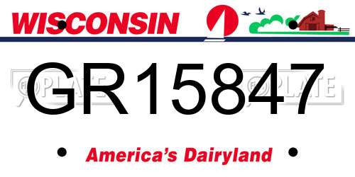 GR15847 Wisconsin License Plate