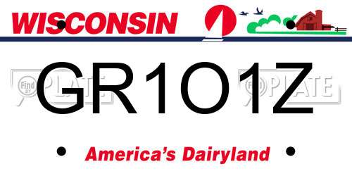 GR1O1Z Wisconsin License Plate
