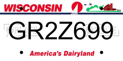 GR2Z699 Wisconsin License Plate