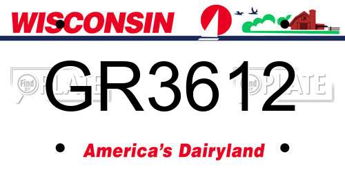 GR3612 Wisconsin License Plate