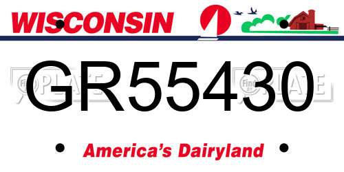 GR55430 Wisconsin License Plate