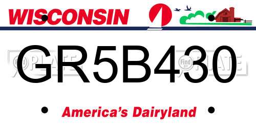 GR5B430 Wisconsin License Plate