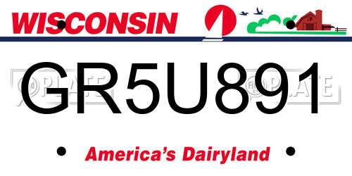 GR5U891 Wisconsin License Plate