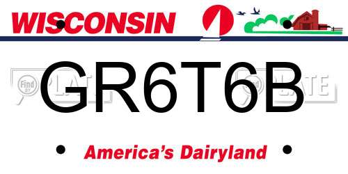 GR6T6B Wisconsin License Plate
