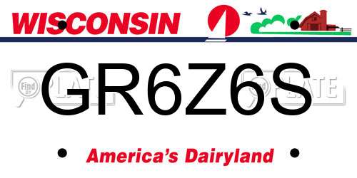 GR6Z6S Wisconsin License Plate