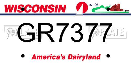 GR7377 Wisconsin License Plate
