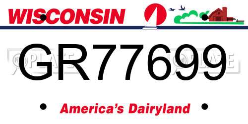 GR77699 Wisconsin License Plate