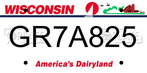 GR7A825 Wisconsin License Plate
