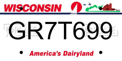 GR7T699 Wisconsin License Plate