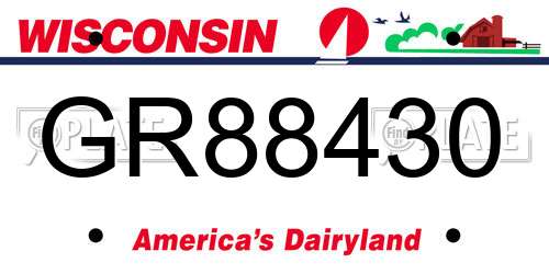 GR88430 Wisconsin License Plate