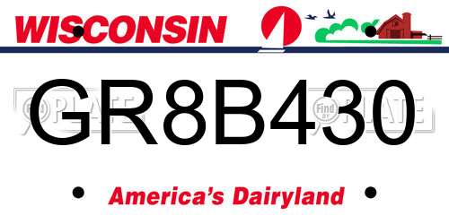GR8B430 Wisconsin License Plate