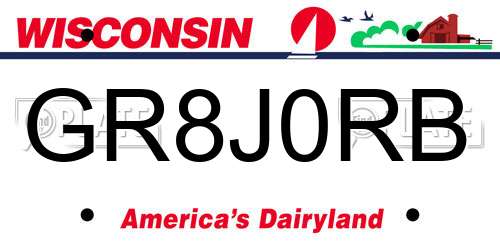 GR8J0RB Wisconsin License Plate