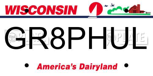 GR8PHUL Wisconsin License Plate