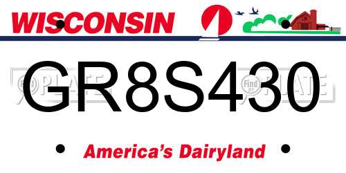 GR8S430 Wisconsin License Plate