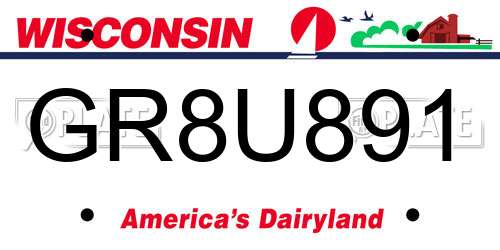 GR8U891 Wisconsin License Plate