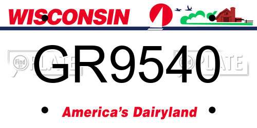 GR9540 Wisconsin License Plate