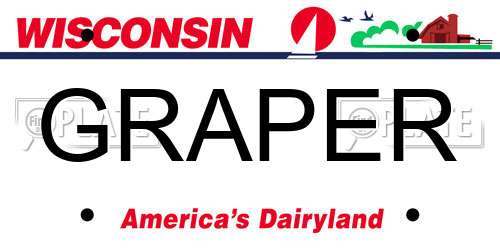 GRAPER Wisconsin License Plate