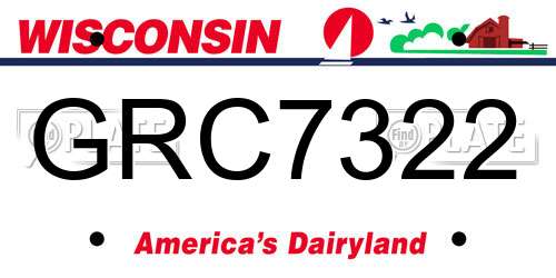 GRC7322 Wisconsin License Plate