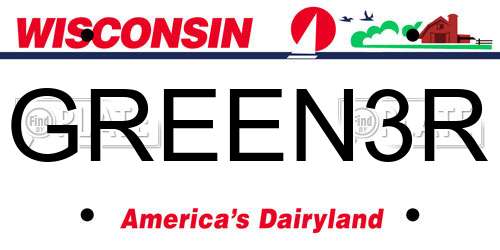 GREEN3R Wisconsin License Plate
