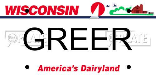 GREER Wisconsin License Plate