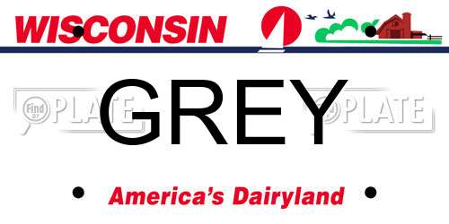 GREY Wisconsin License Plate