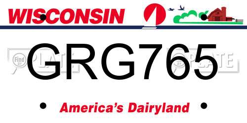 GRG765 Wisconsin License Plate