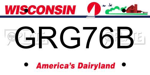 GRG76B Wisconsin License Plate