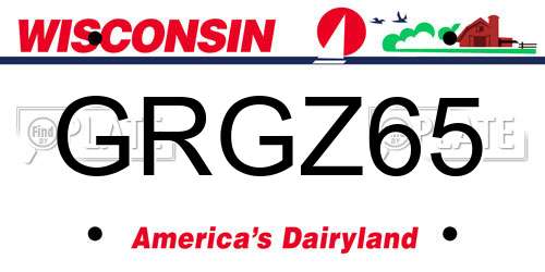 GRGZ65 Wisconsin License Plate