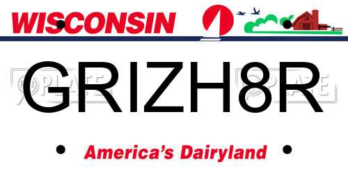 GRIZH8R Wisconsin License Plate