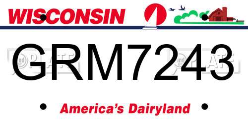 GRM7243 Wisconsin License Plate