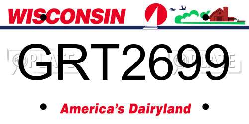 GRT2699 Wisconsin License Plate