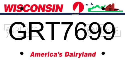 GRT7699 Wisconsin License Plate