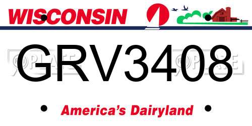 GRV3408 Wisconsin License Plate