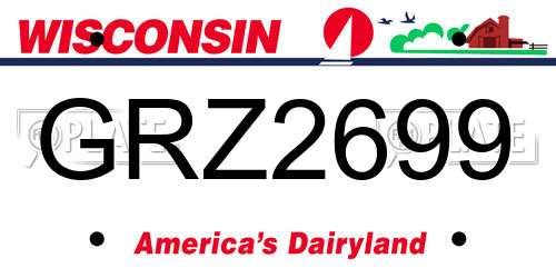 GRZ2699 Wisconsin License Plate