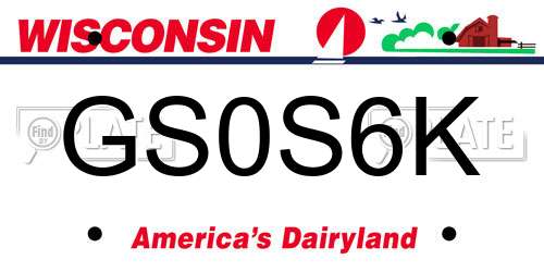 GS0S6K Wisconsin License Plate