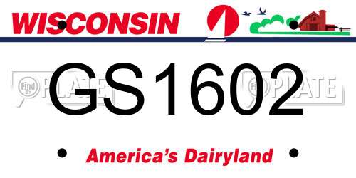 GS1602 Wisconsin License Plate