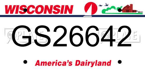 GS26642 Wisconsin License Plate