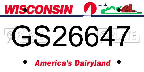 GS26647 Wisconsin License Plate