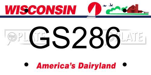 GS286 Wisconsin License Plate