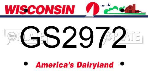 GS2972 Wisconsin License Plate