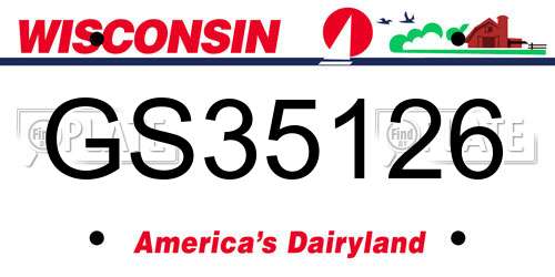 GS35126 Wisconsin License Plate