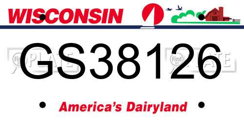 GS38126 Wisconsin License Plate