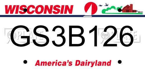 GS3B126 Wisconsin License Plate