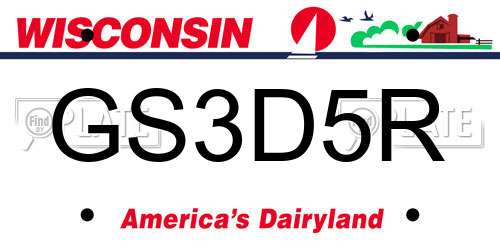 GS3D5R Wisconsin License Plate